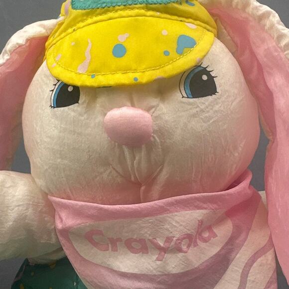 VTG Hallmark Crayola Bunny Plush 1993 Easter Rabbit Toy Pink Ears Hat Outfit 18" - Picture 9 of 16